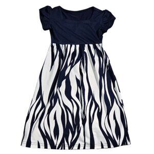 NWOT | Toddler Navy & White Zebra Print Dress | Flutter Sleeves | Size 100 (2/3T